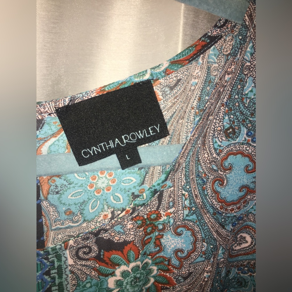 Cynthia Rowley | Women’s Multicolor Paisley Print Pattern Tank Top Blouse - Picture 3 of 12